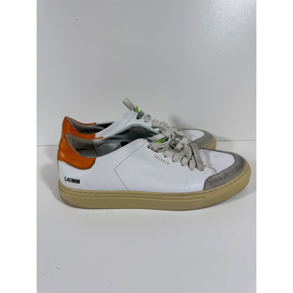 Axel Arigato Clean Sneakers White Orange Men's 8 EU 41 Leather Handmade Luxury
